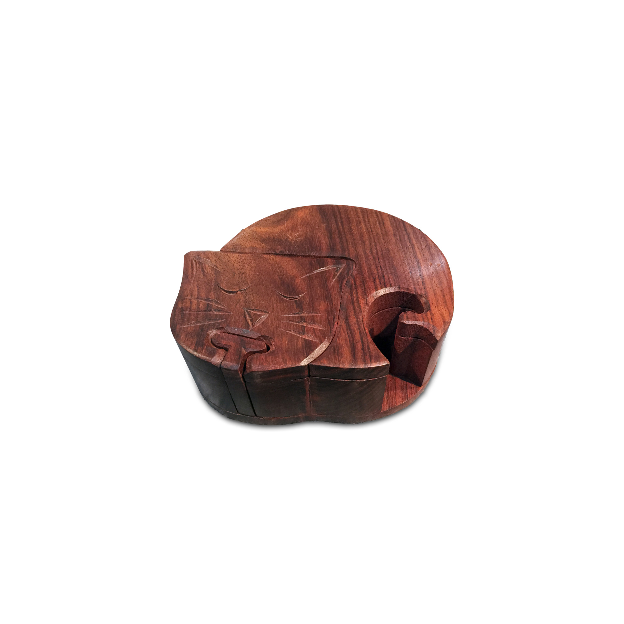 Secret Box 'Katze', Akazienholz, B 12,5 cm, L 10,5 cm, H 5 cm von fischer's lagerhaus