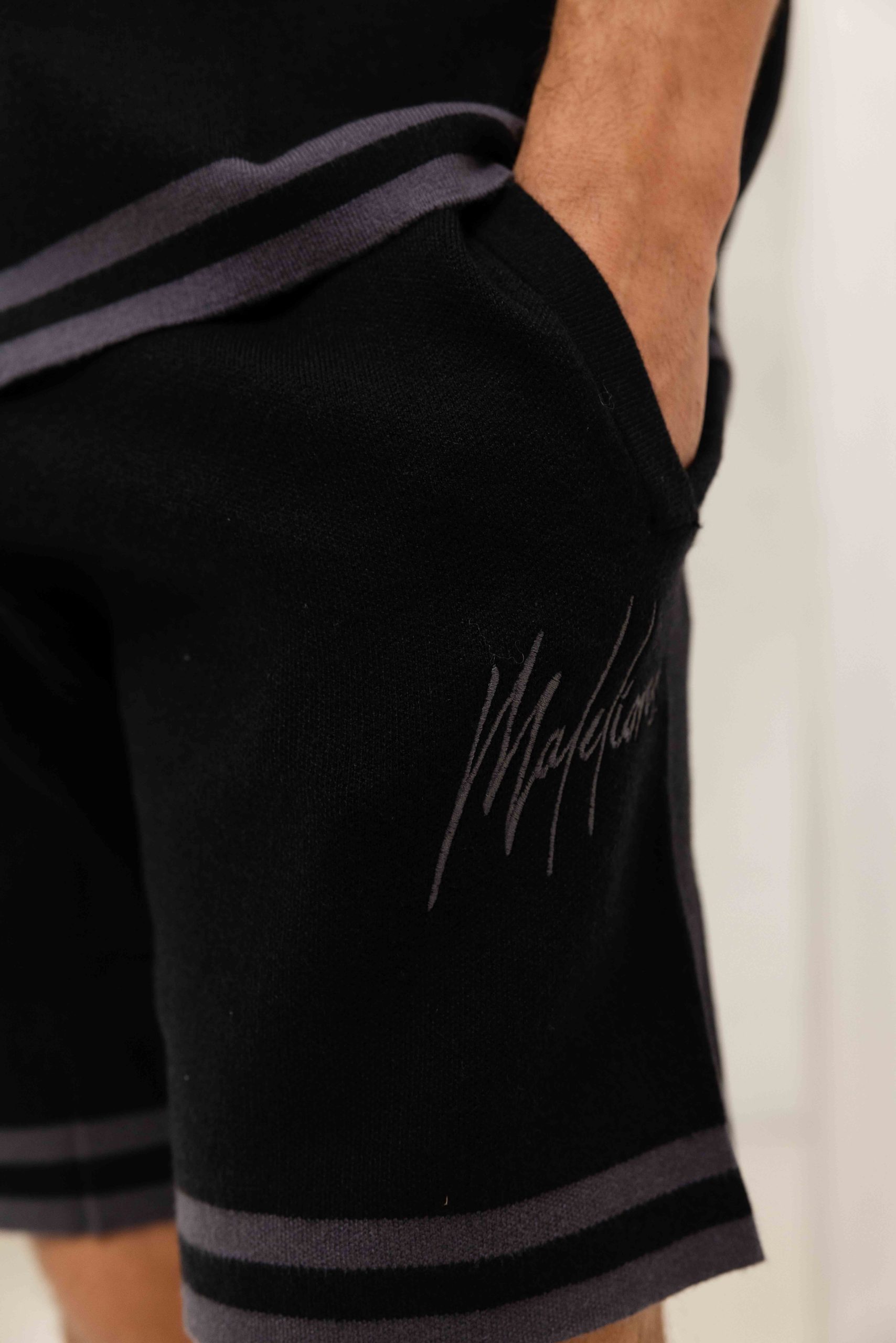 Malelions Knitted Camp Collar Zomerset Heren Zwart