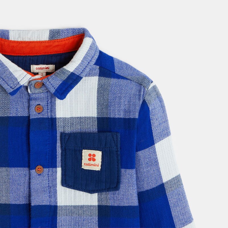 Chemise à carreaux bébé garçon en twill bleu Catimini Bleu