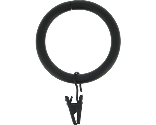 Ronde gordijnring met clip voor Loft Black Line, zwart, Ø 28 mm, 10 stuks.