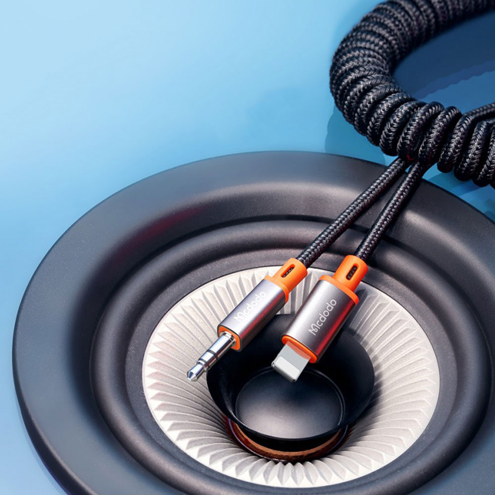 (1.80m) Lightning auf 3.5mm Klinke Kopfhöreranschluss AUX Nylon Spiral Kabel - Schwarz