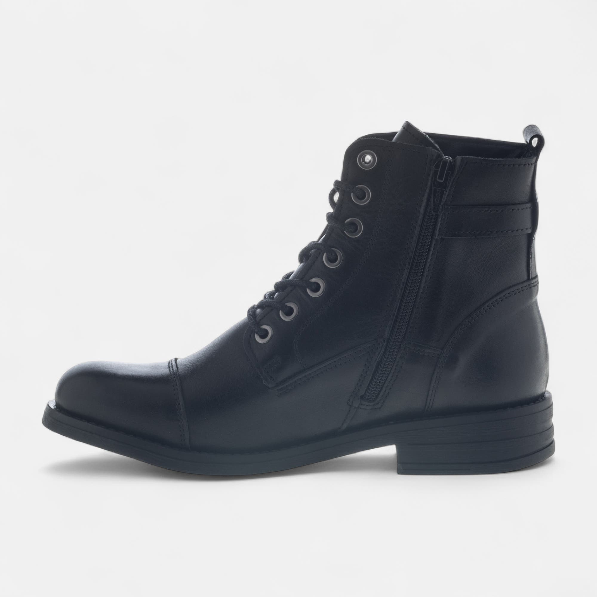 Bottines à lacets Femme en cuir noir