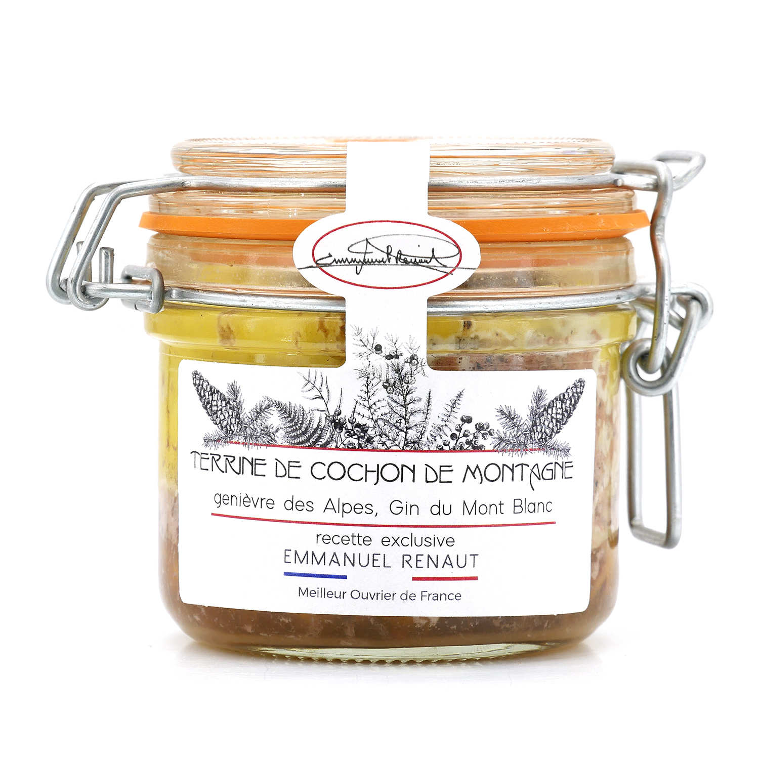 Terrine de porc au genièvre des Alpes et au gin du Mont Blanc - Recette exclusive d'Emmanuel Renaut