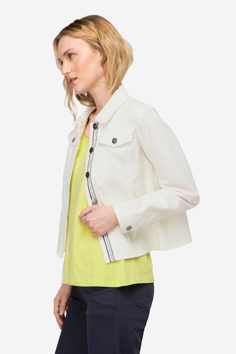 Jeansjacke, Hemdkragen, Zierbänder, Langarm