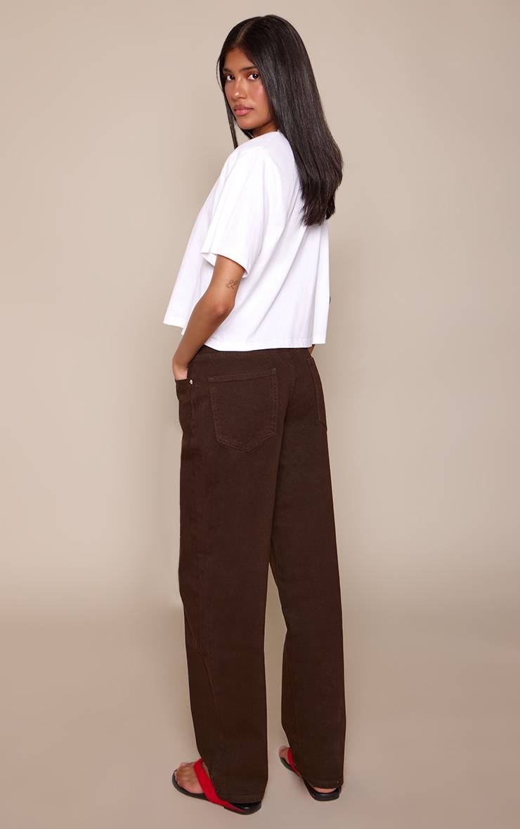 Chocolat Prettylittlething Jean Boyfriend Taille Mi-haute