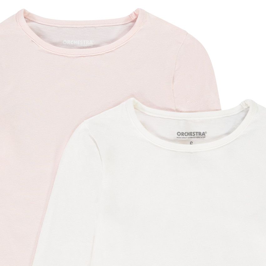 Lot de 2 maillots de corps unis à manches longues pour fille - Rose