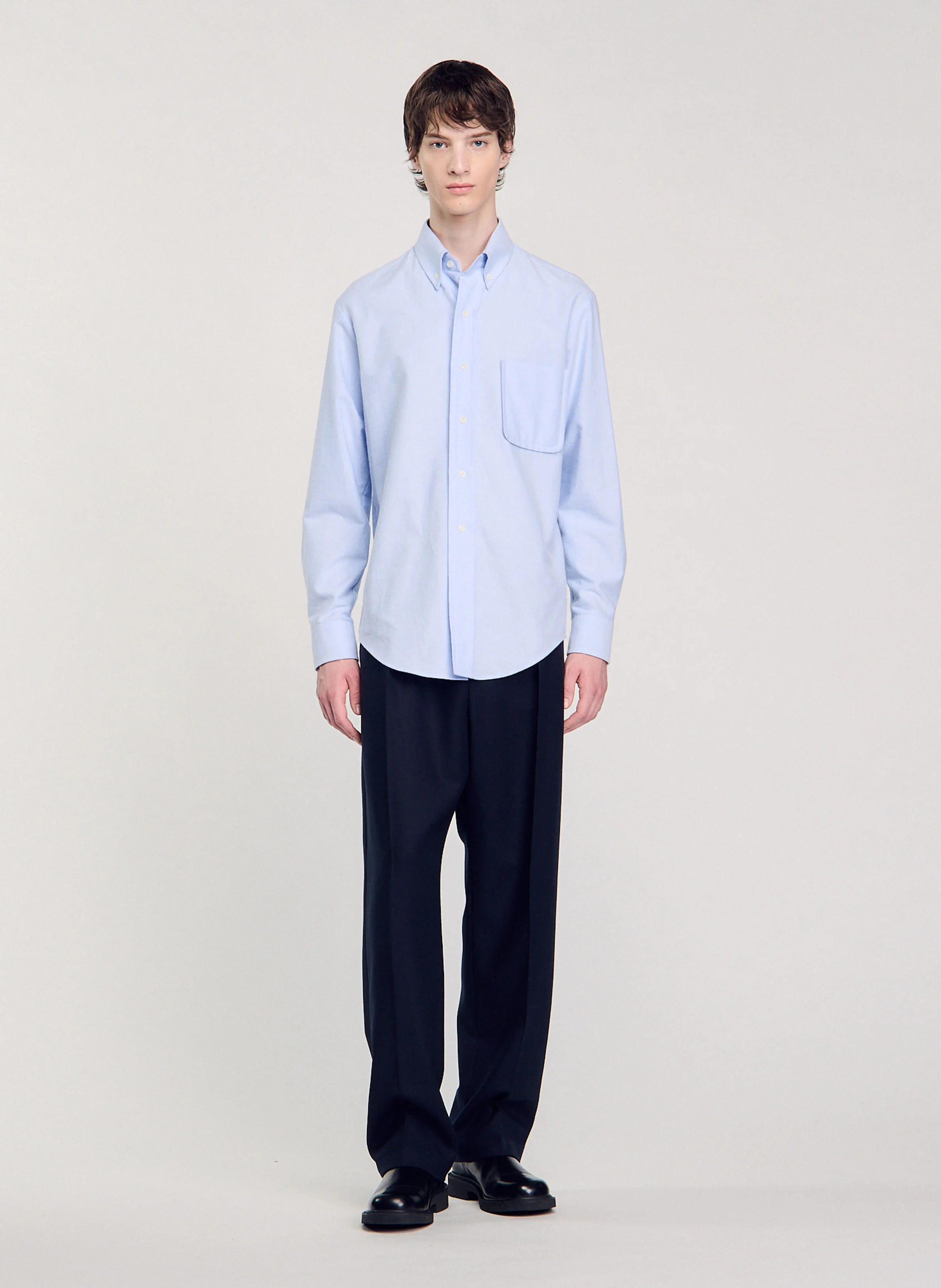 Chemise en oxford flannel en coton| Bleu