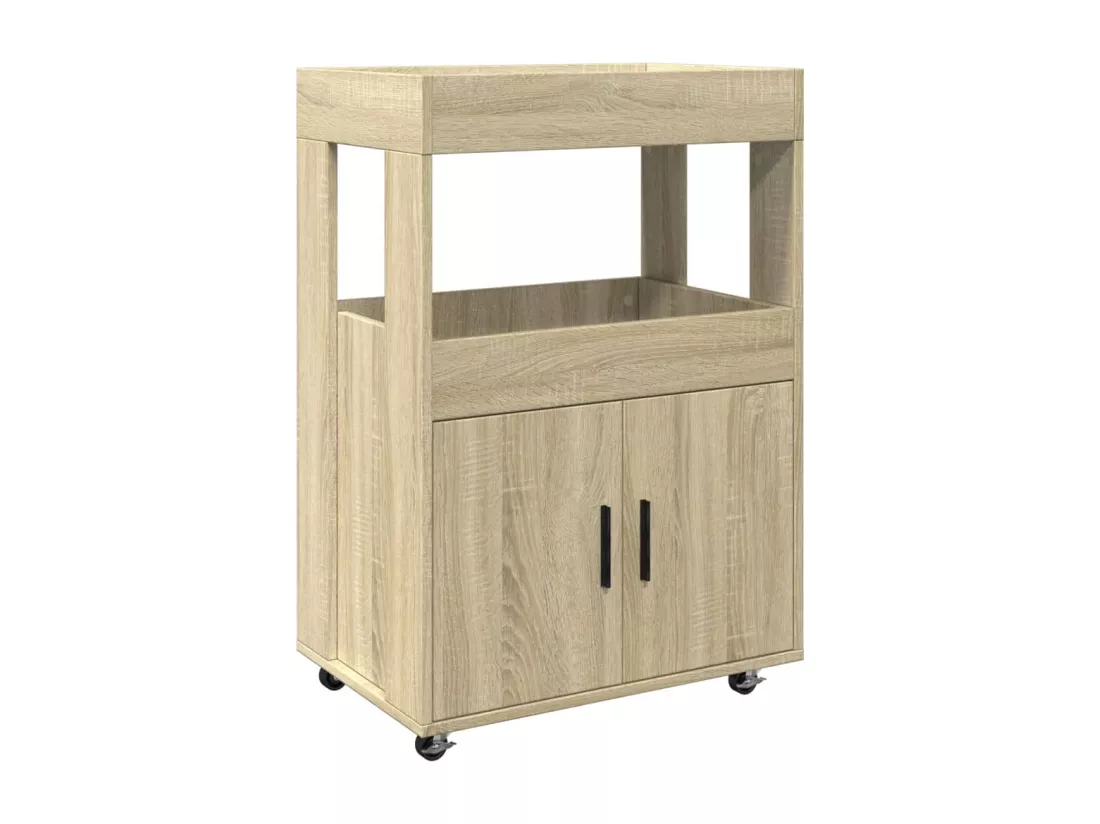 Chariot de bar chêne sonoma 60x39,5x89 cm bois d'ingénierie