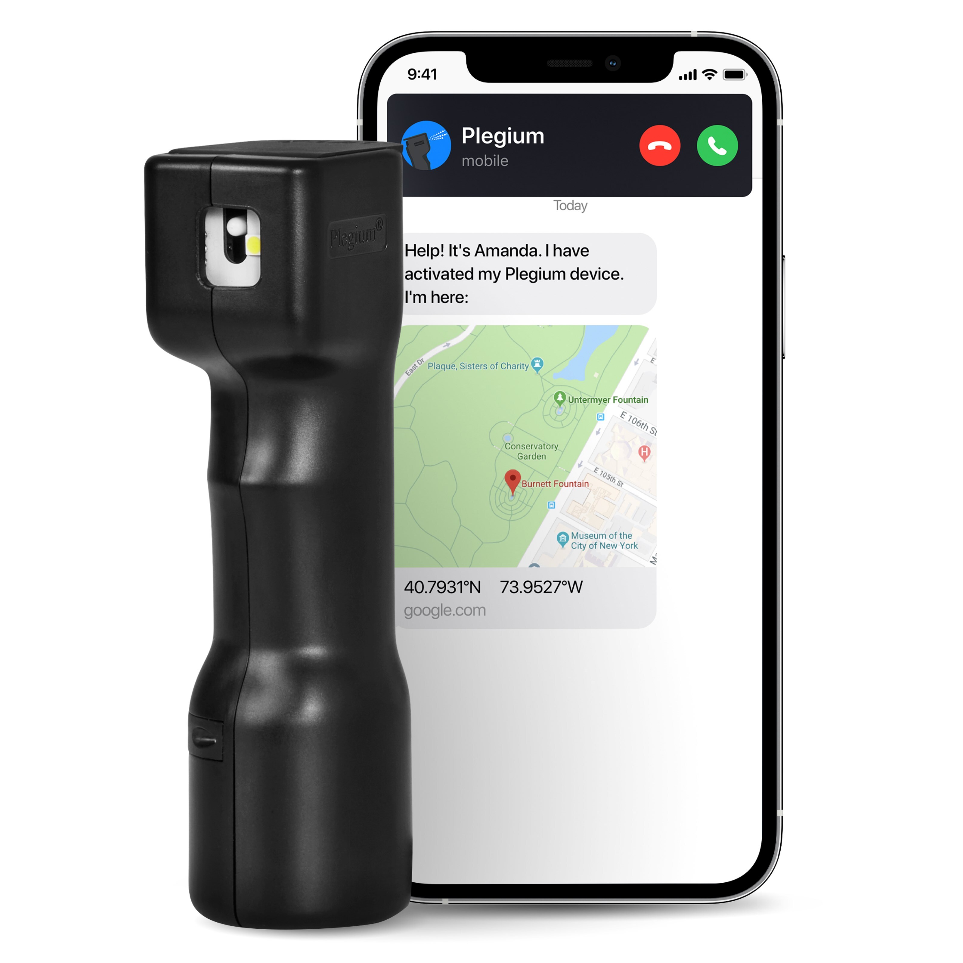 Plegium Smart forsvarsspray med Bluetooth Svart