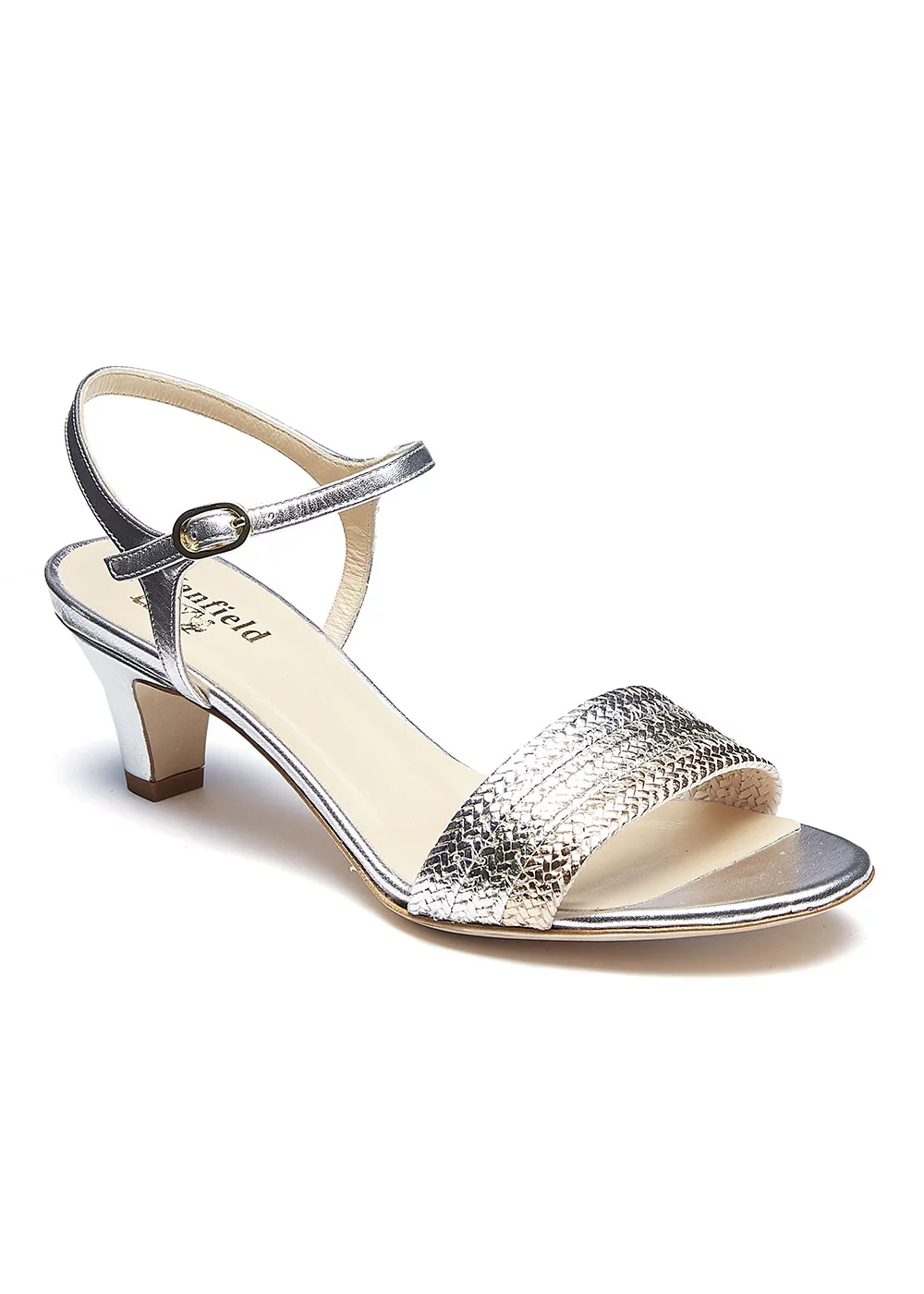 SANDALE CUIR TRESSE PLATINE TALON 3.5 CM