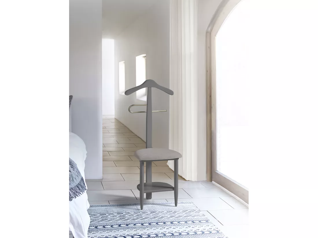 Valet de nuit - H105cm x L45cm x P41cm - hêtre massif gris - Sedie