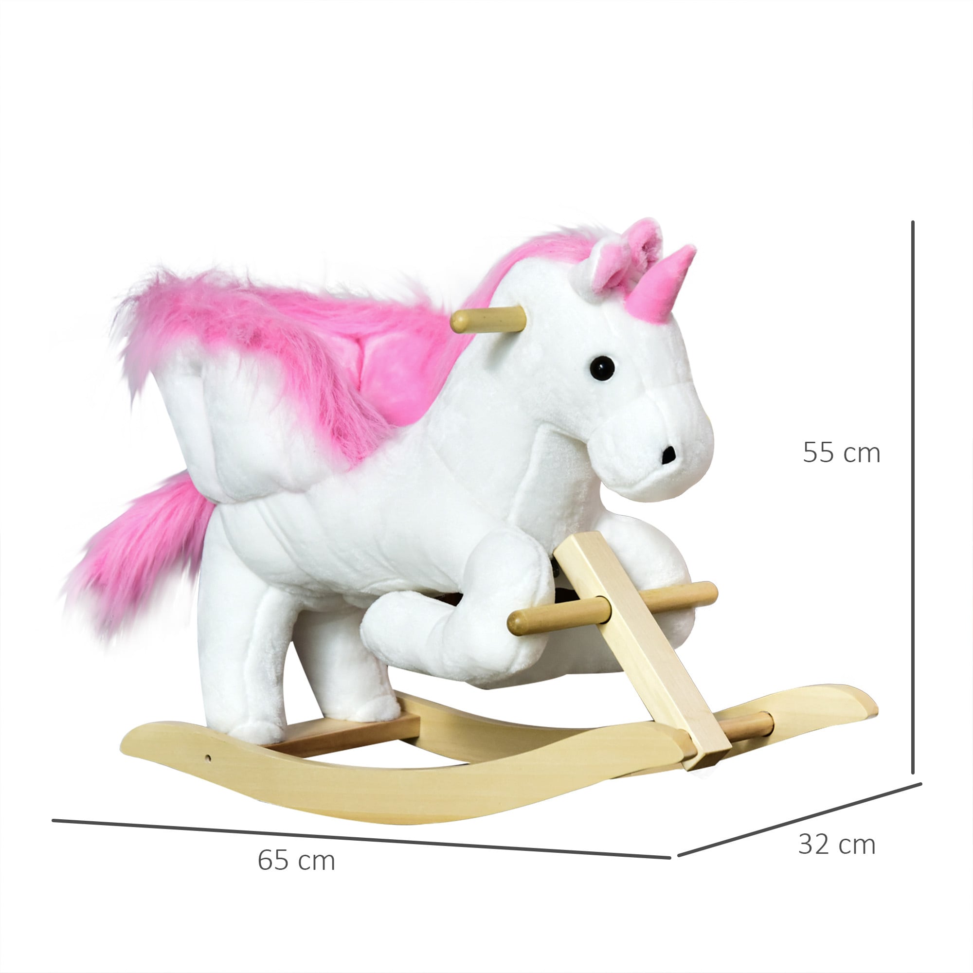 HOMCOM Schaukeltier mit Einhorndesign bunt 65L x 32B x 55H cm