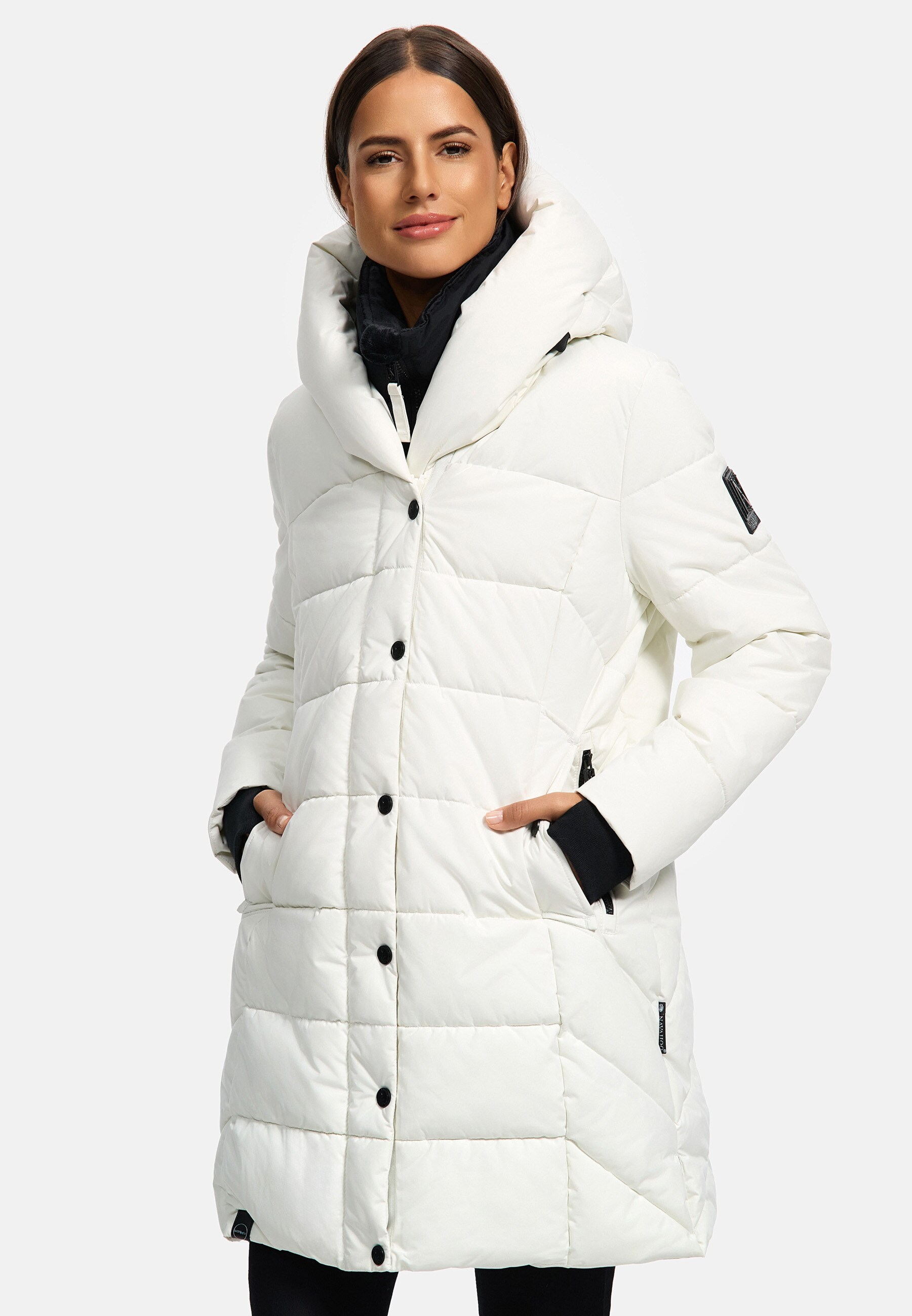 NAVAHOO Damen Winter Steppmantel Stepp Jacke Mantel Parka mit Kapuze Knutschilein