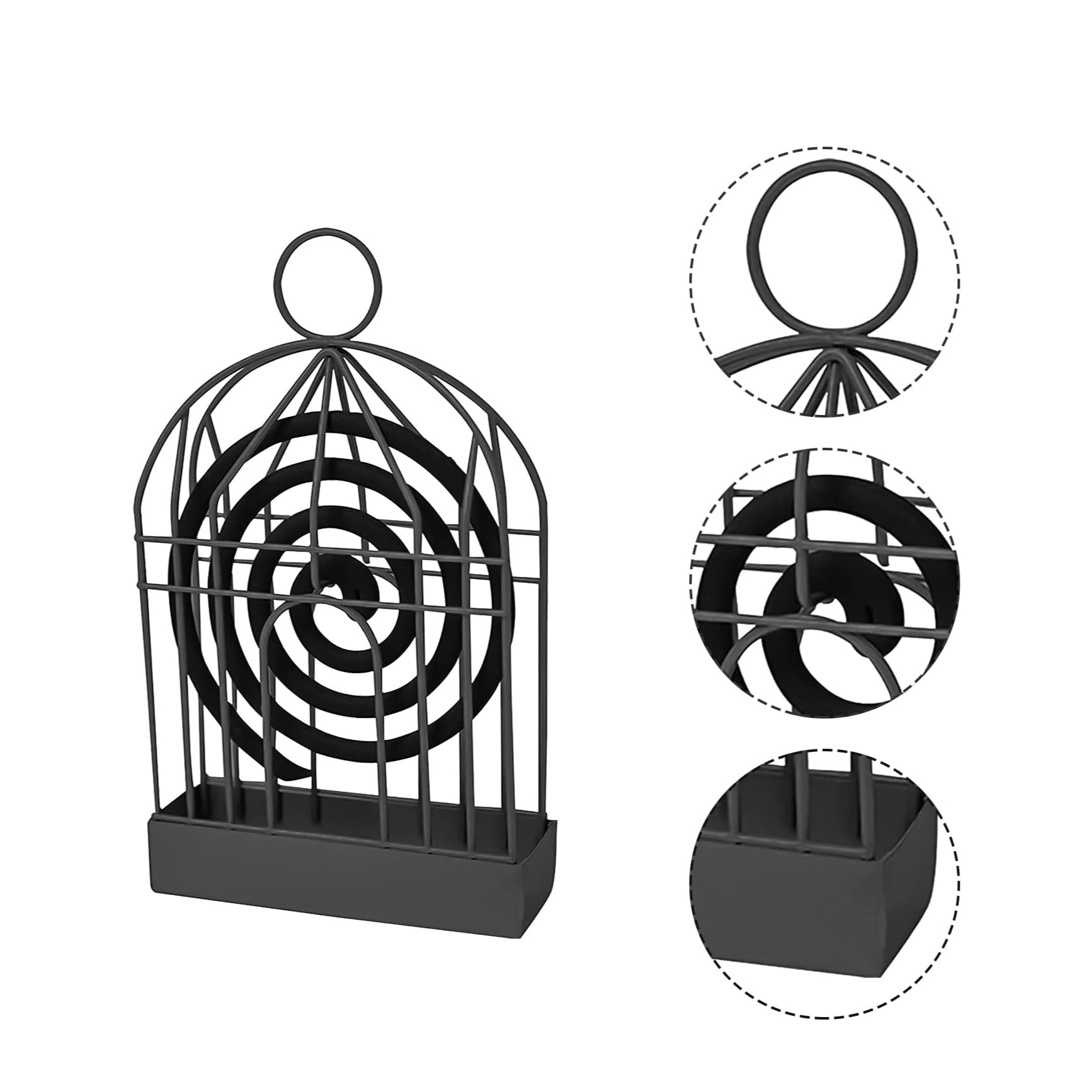 (210x125mm) Metall Anti-Mücken Spiralen Aufhänger Moskito Räucherstäbchen Halter Insektenschutz Behälter - Schwarz