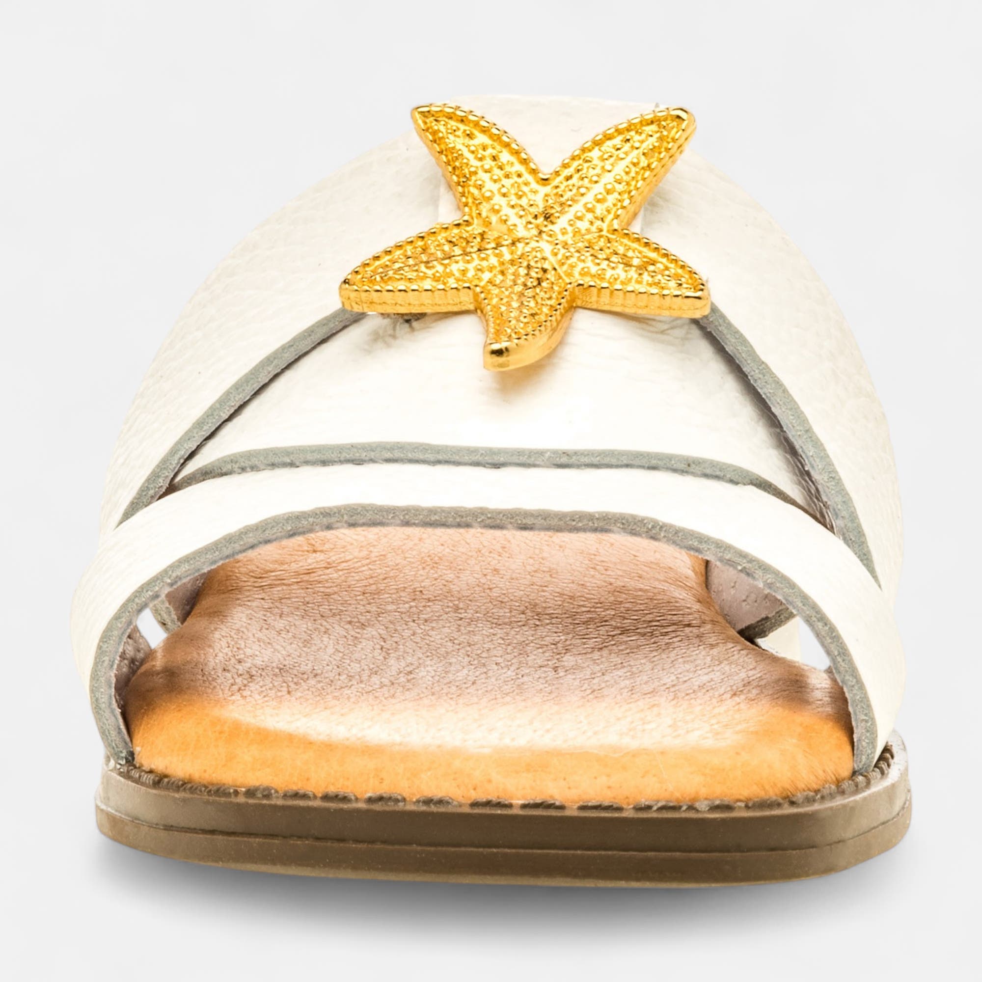 Nu-pieds Fille en cuir blanc