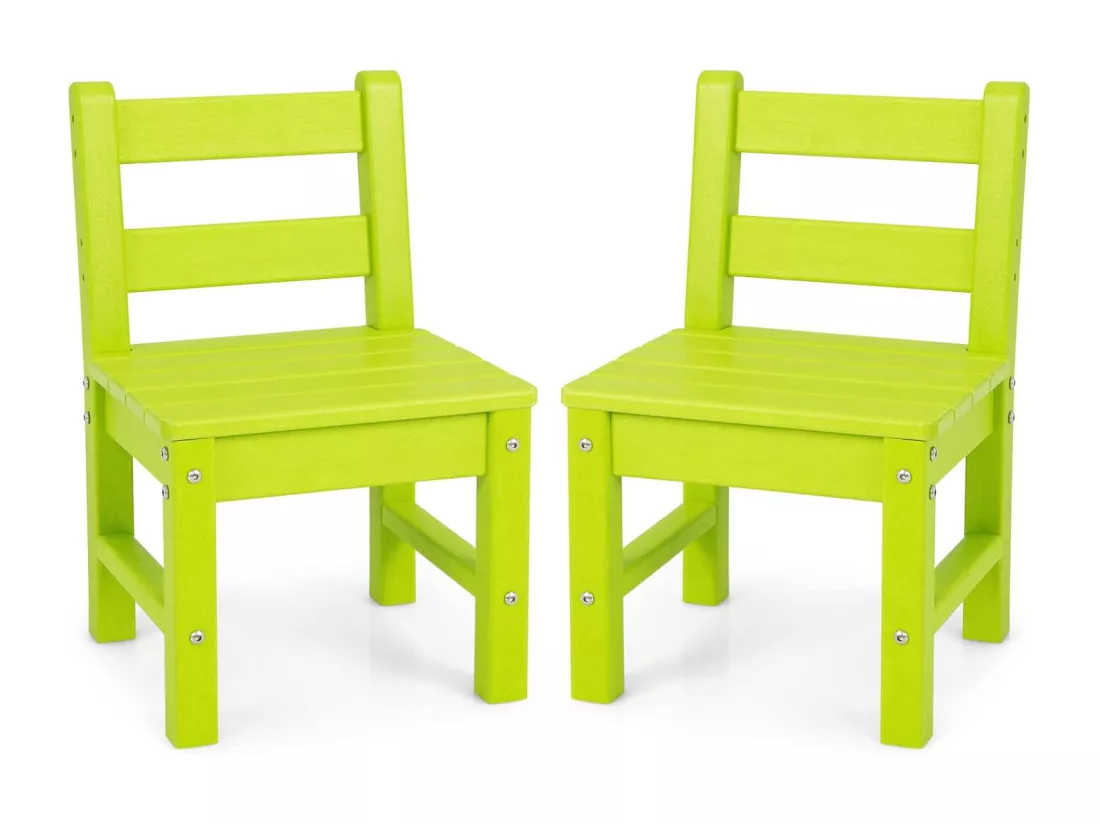 Lot de 2 Chaises pour Enfants en Plastique PE - 34 x 33 x 57 cm (L x l x H) Vert