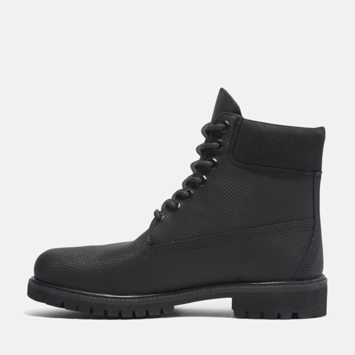 Bota Timberland Premium de 6 polegadas para homem, na cor preta.