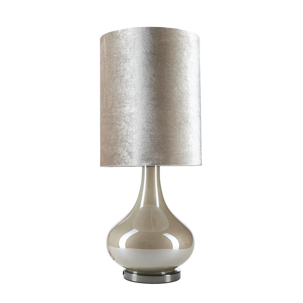 Margit Brandt  Velour bordlampe, beige - Ø25 cm.