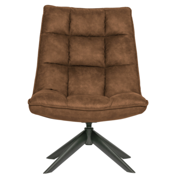 WOOOD fauteuil Jouke cognac leerlook polyester draaibaar