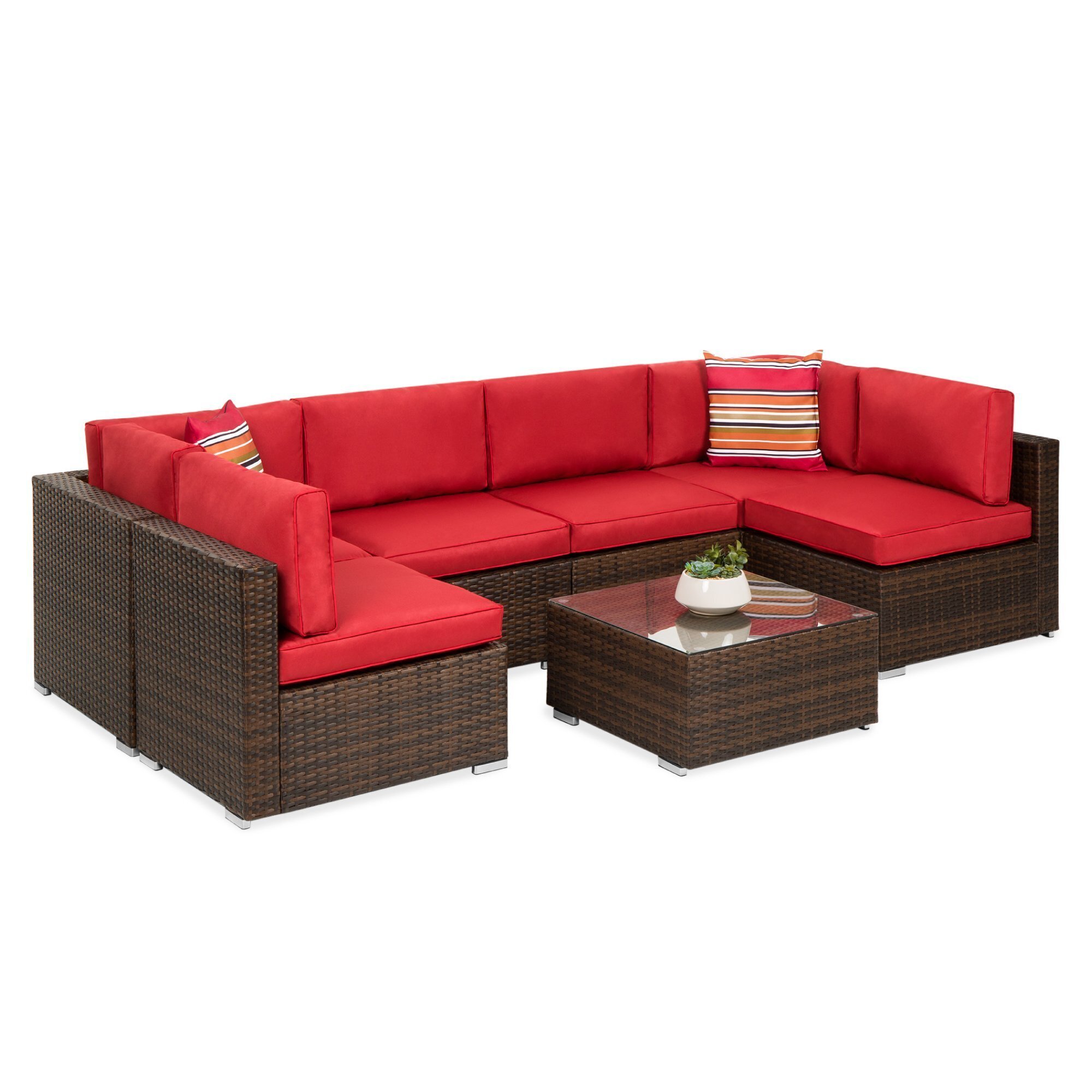 Best Choice Products 7-Piece Modular Outdoor Conversational Furniture Set, Wicker Sectional Sofas