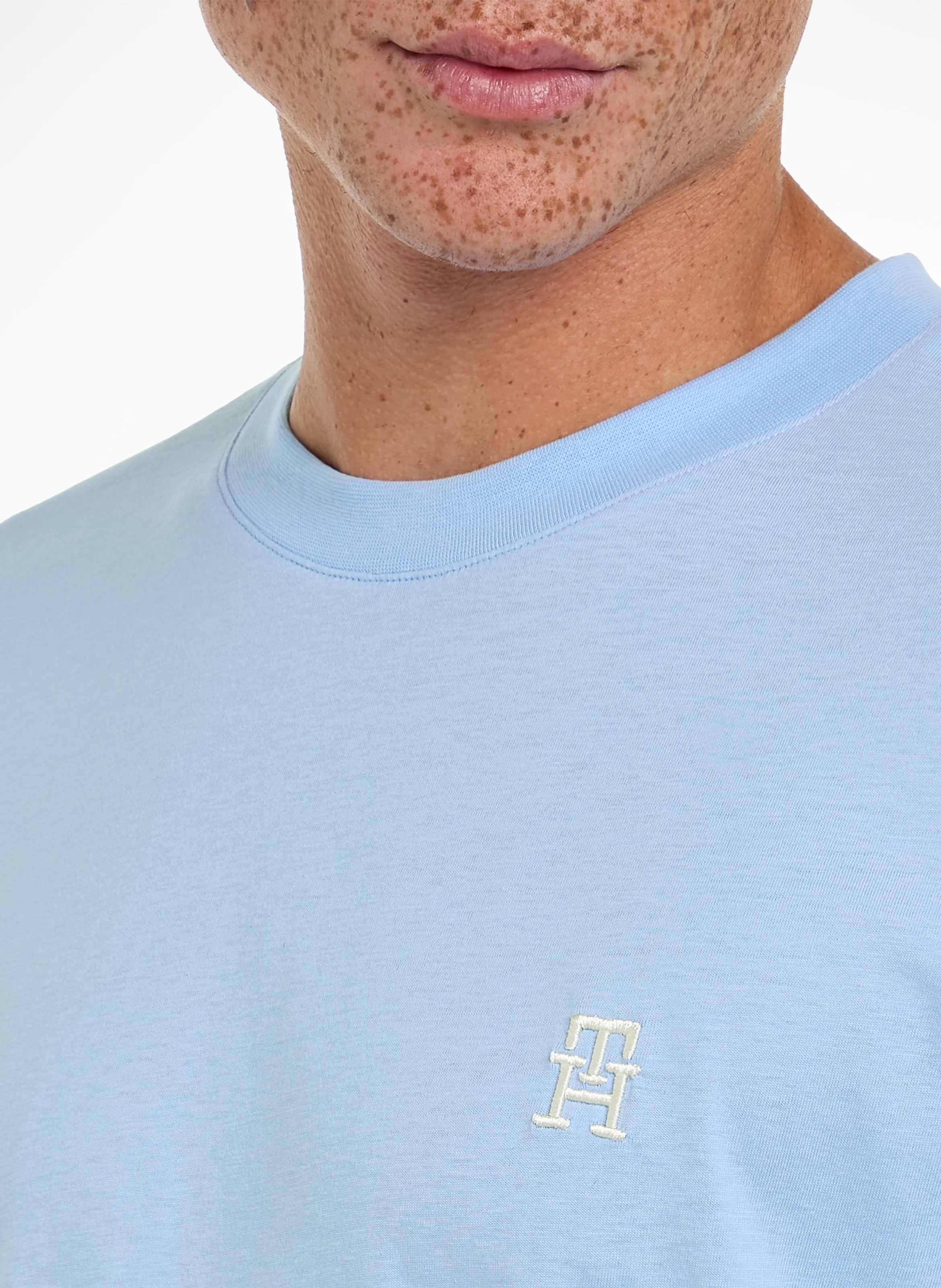 Tee-shirt col rond regular-fit en coton | Bleu