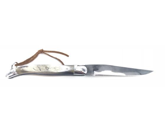 Laguiole Tradition 11 cm - 2 mitres - Corne d'Aubrac - Lame Brute de Forge Couteau de Poche Forge de Laguiole