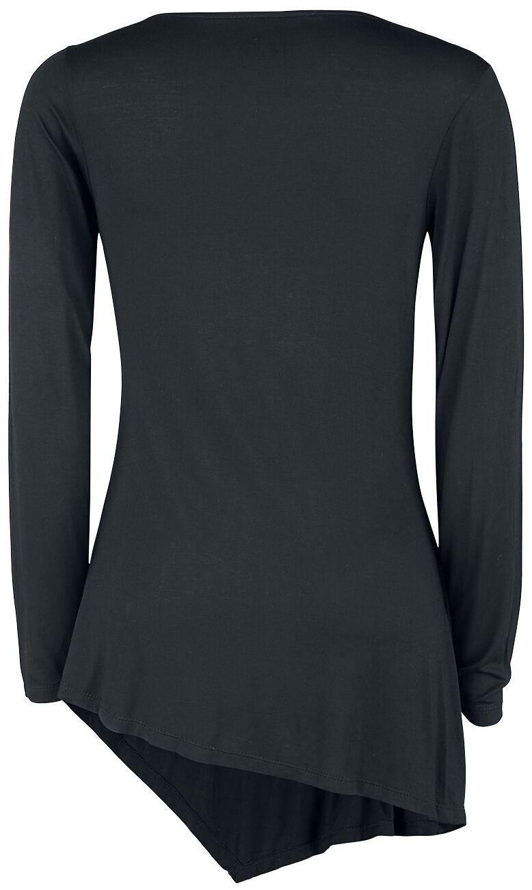 Haut Manches Longues Noir Avec Col Cascade | Black Premium by EMP T-shirt manches longues