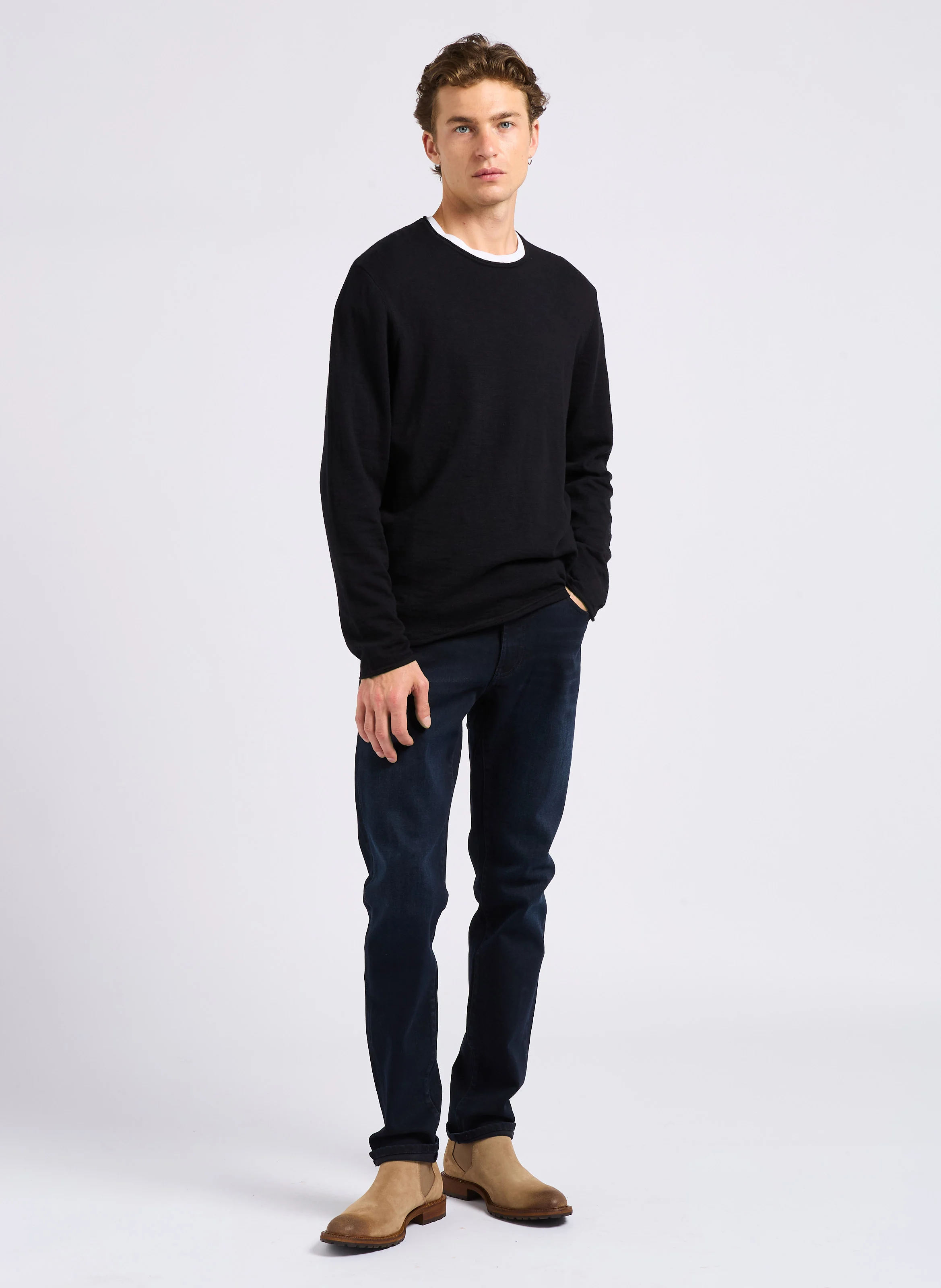 Pull col bateau en coton | Noir