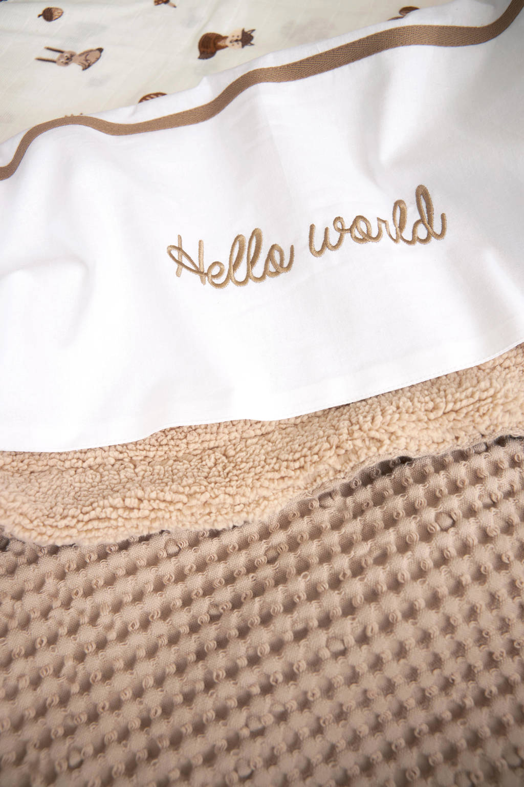 baby wieglaken 'Baby Hello World' taupe