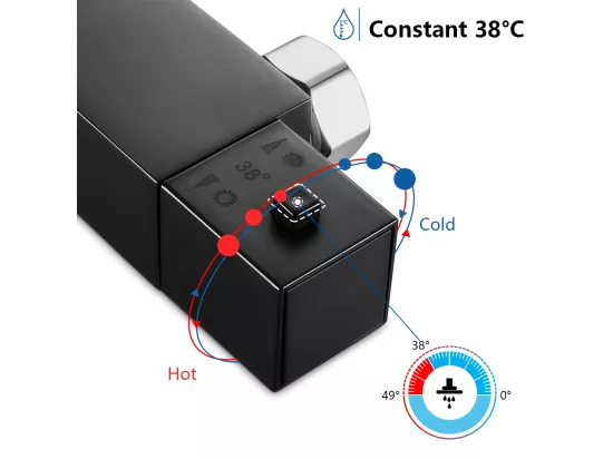 Colonne Douche avec Mitigeur Thermostatique 2 Fonctions Ensemble de Douche avec Douchette de tête 9 pouces,Haute Réglable,Salle Bain,Noir,EU Modèle