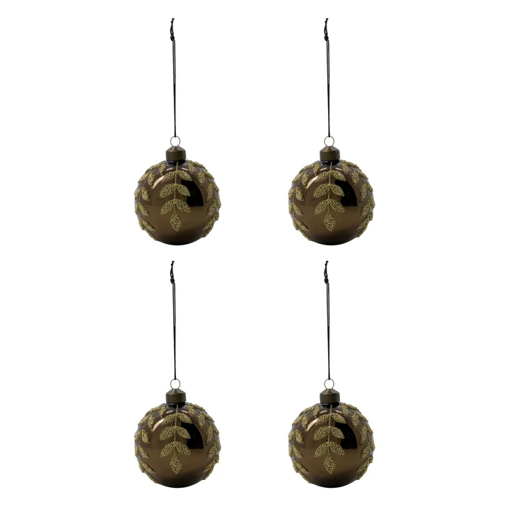 House Doctor - Tani Ornament, Ø 8 cm, braun (4er-Set)
