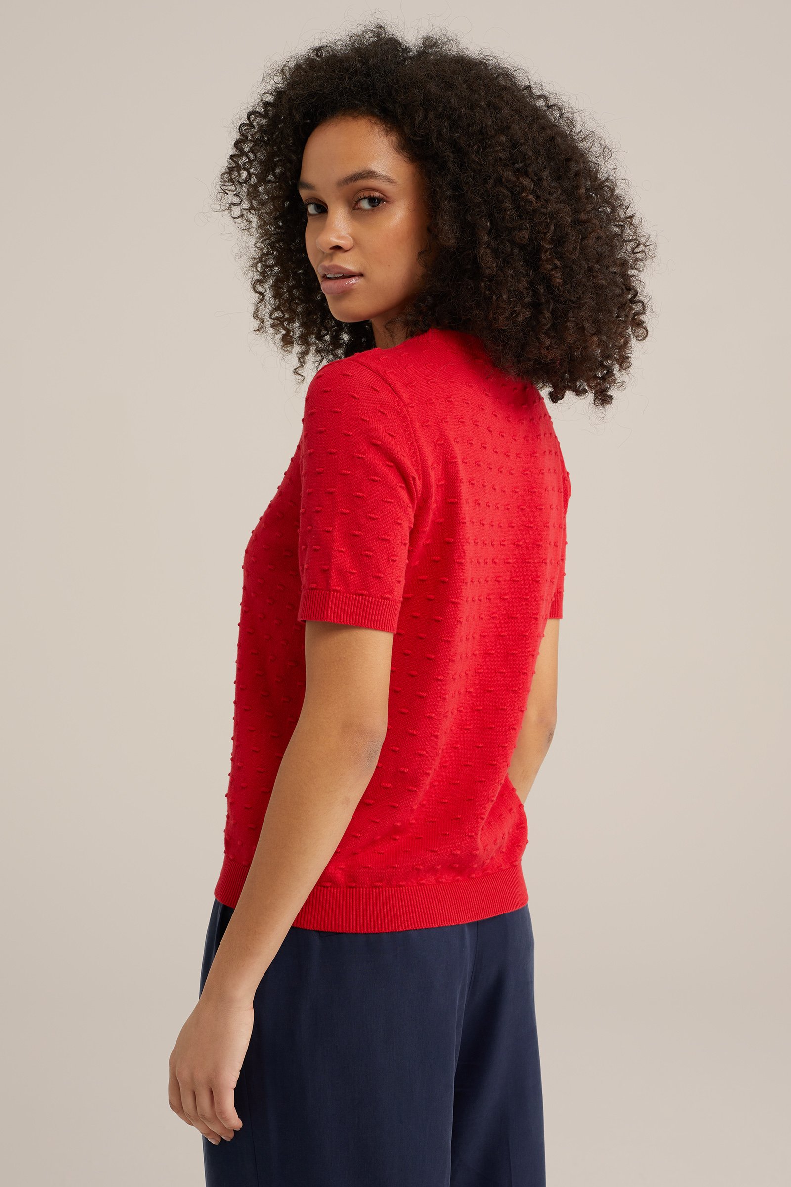 trui met structuur WE Fashion Donkerrood