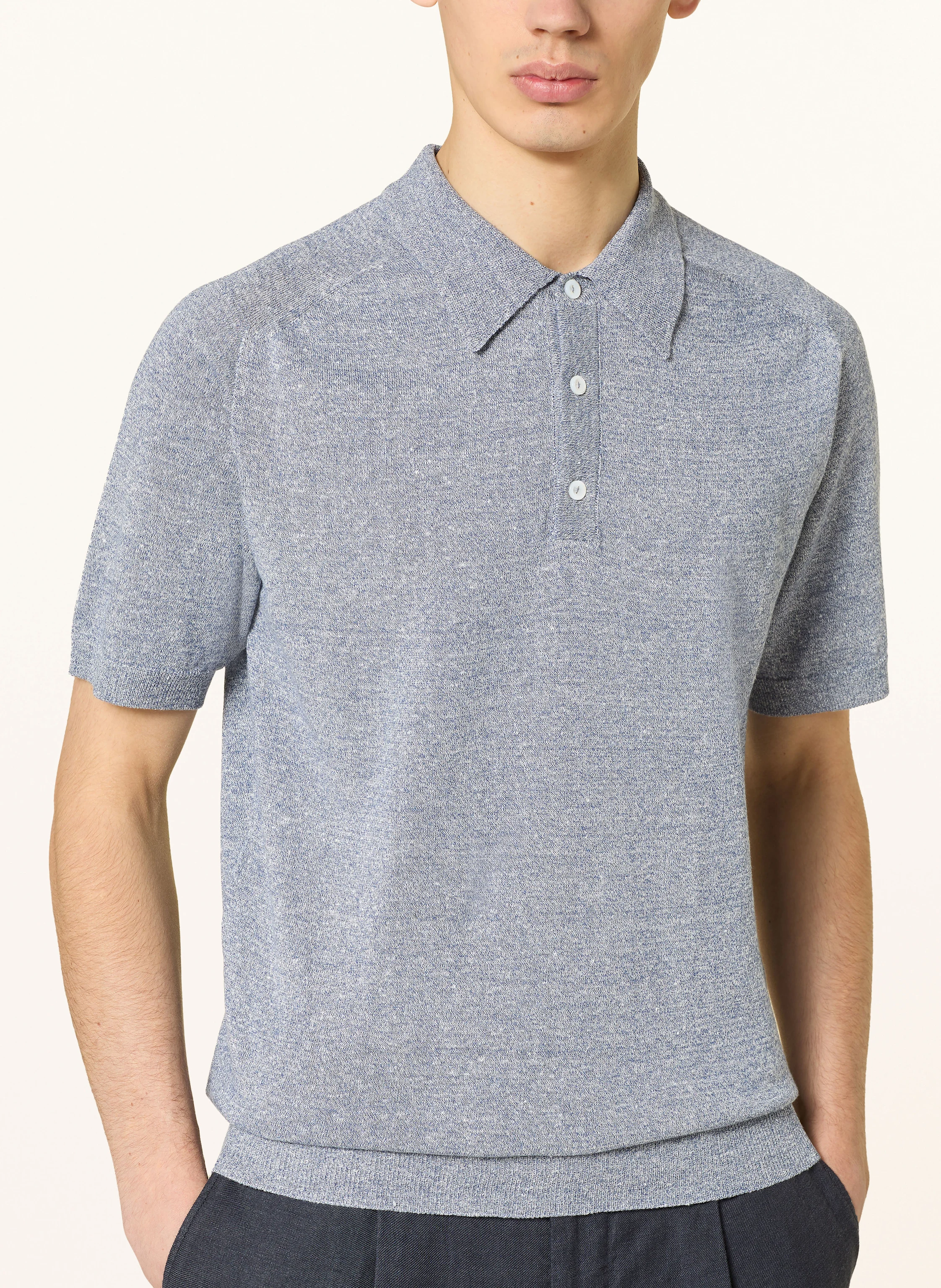 ETON Strick-Poloshirt mit Leinen