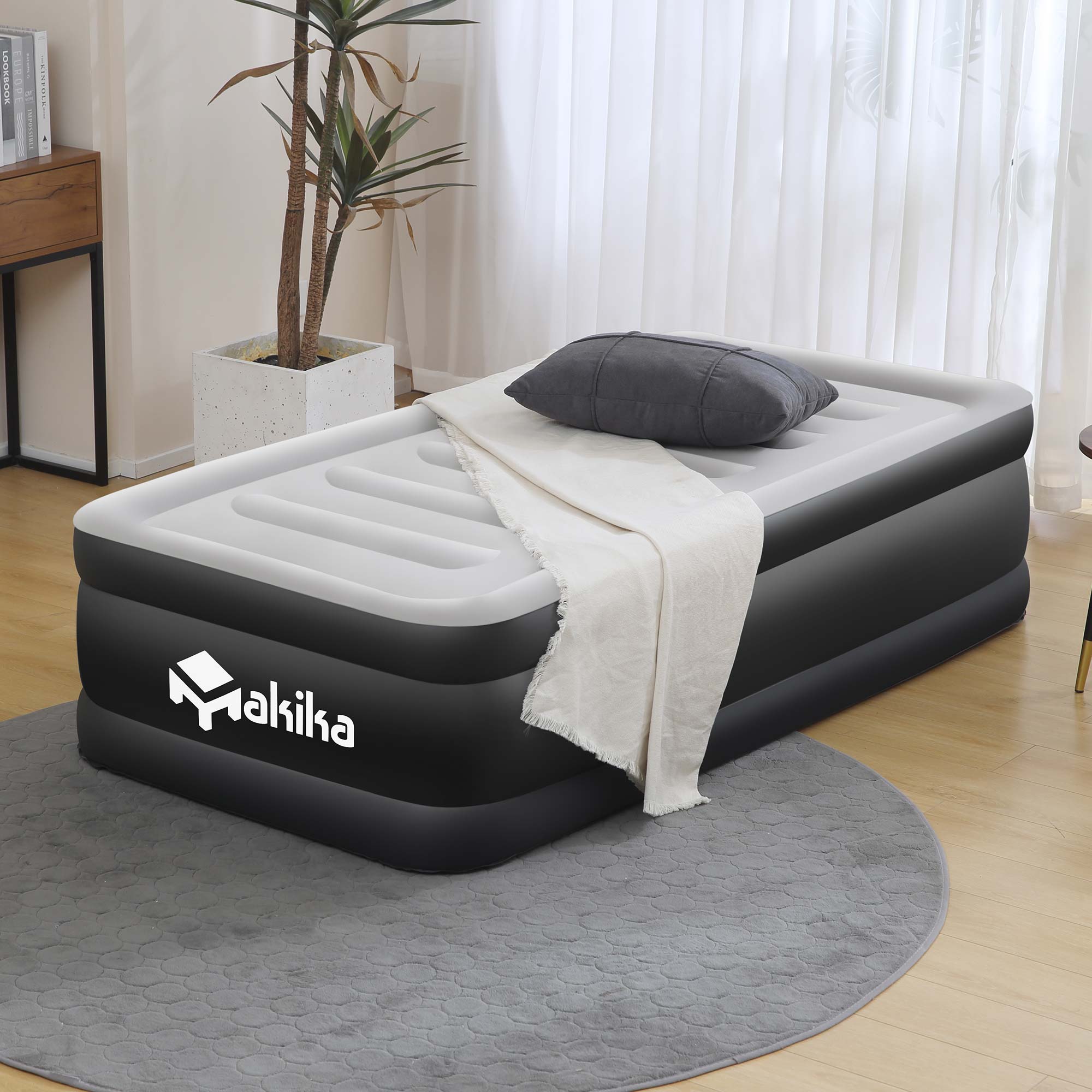 Makika Luftmatratze / Luftbett Selbstaufblasend Einzelbett - Grau / Anthrazit