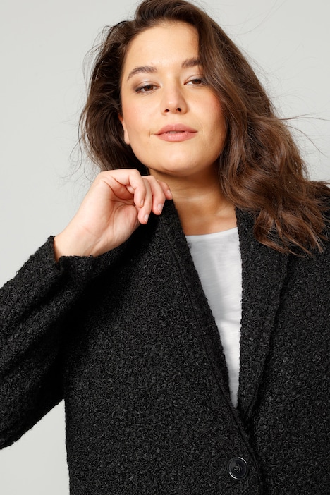 Kurzmantel, Straight Fit, Bouclé, Revers, Langarm