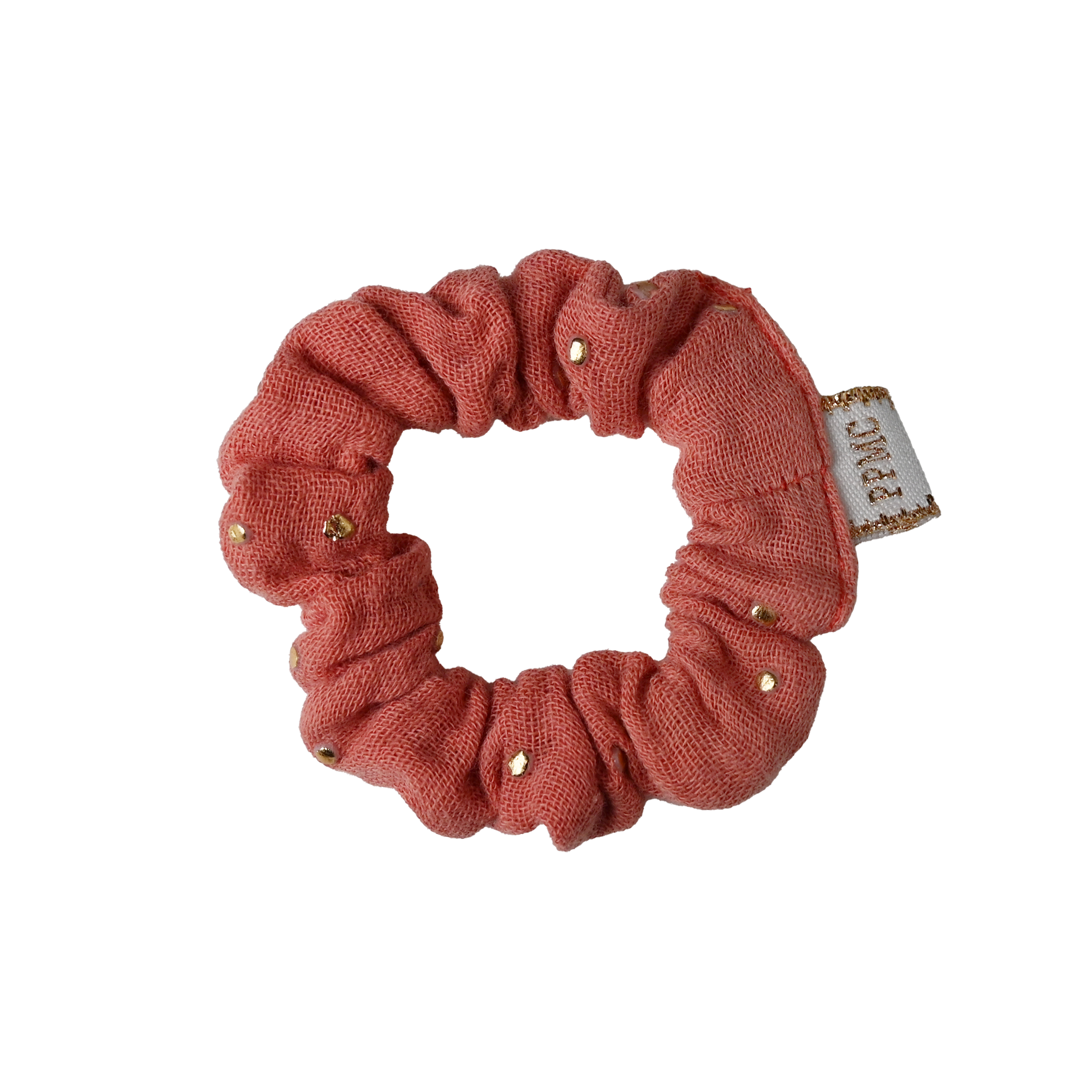 Mini Chouchou Gaze Pois Or Rose Blush