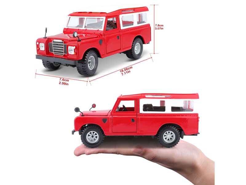 BBurago Land Rover Series II Rot 1:24 Sammlermodell im Massstab 1:24