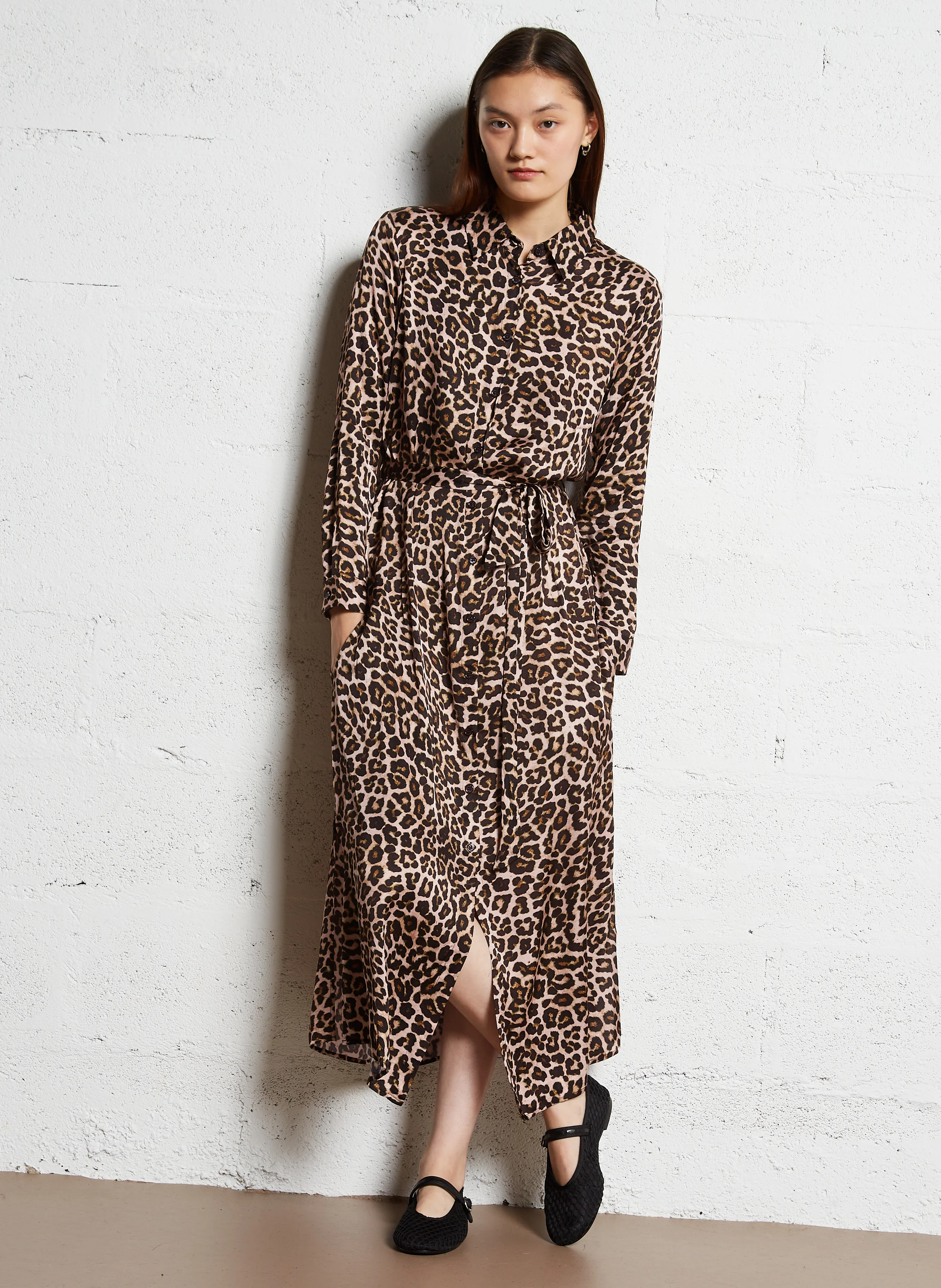 RAMIA - Robe midi col classique| Marron
