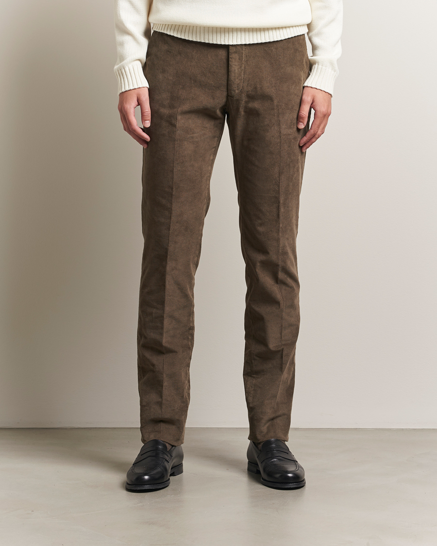 Incotex Slim Fit Baby Corduroy Trousers Taupe