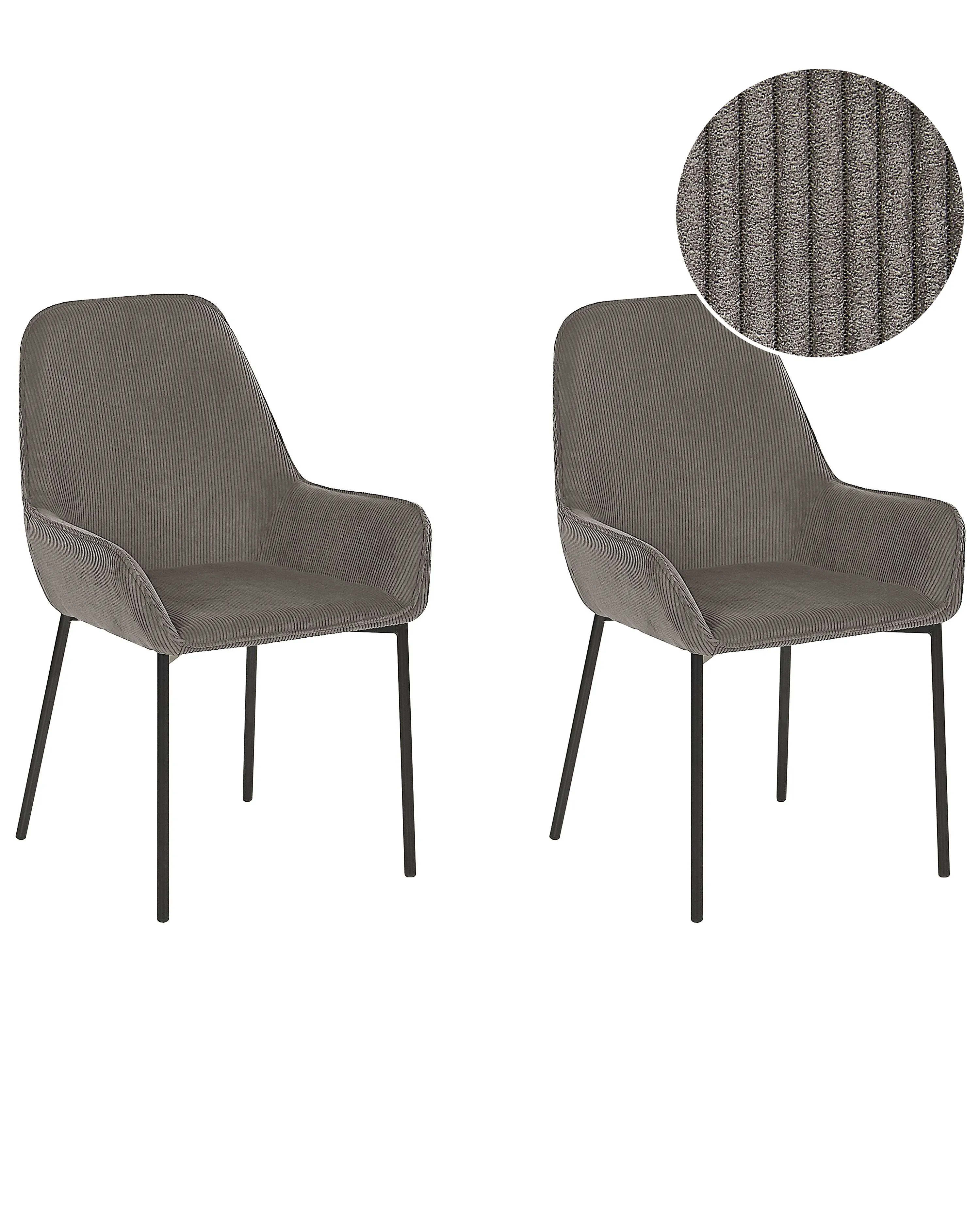 Set van 2 eetkamerstoelen LOVERNA Corduroy Grijs