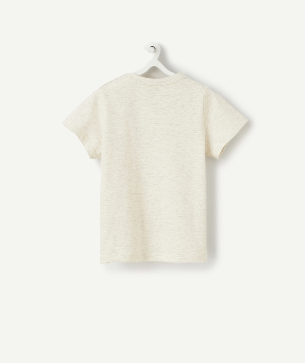T-SHIRT BÉBÉ GARÇON EN COTON ÉCRU CHINÉ AVEC POCHE