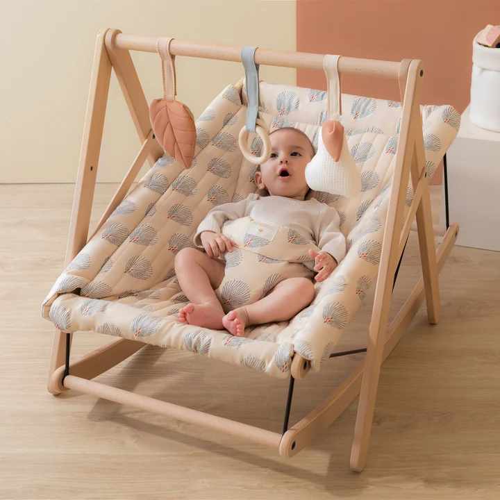 Nobodinoz - Growing Green Babywippe mit Polster, blue waves