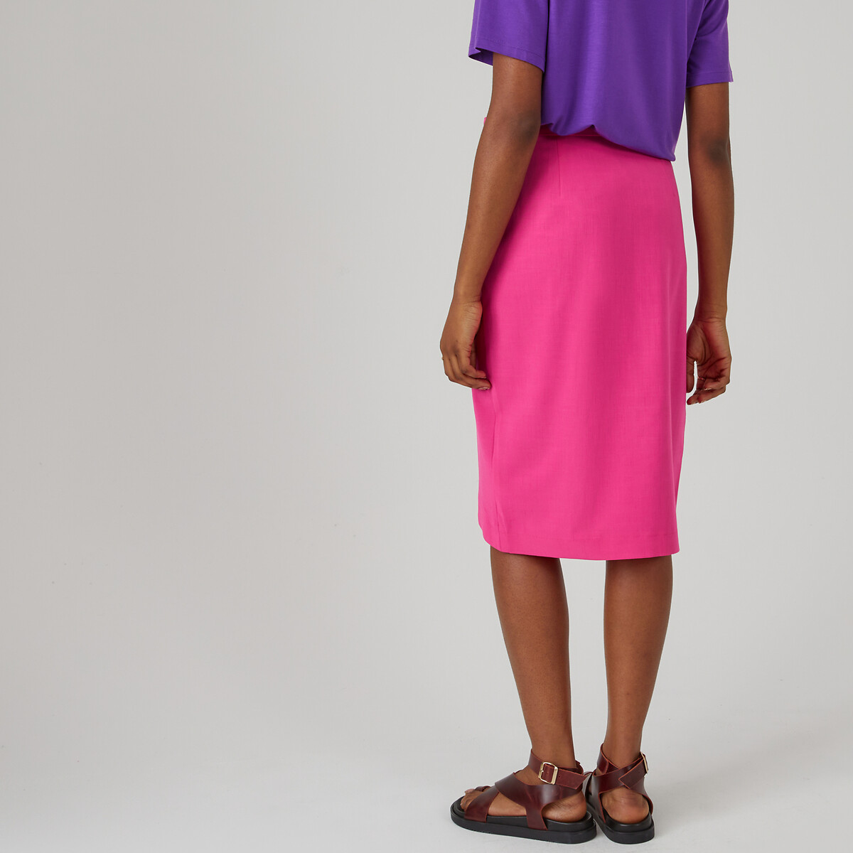 COLEÇÃO LA REDOUTE<br>Saia reta envelope, comprimento midi