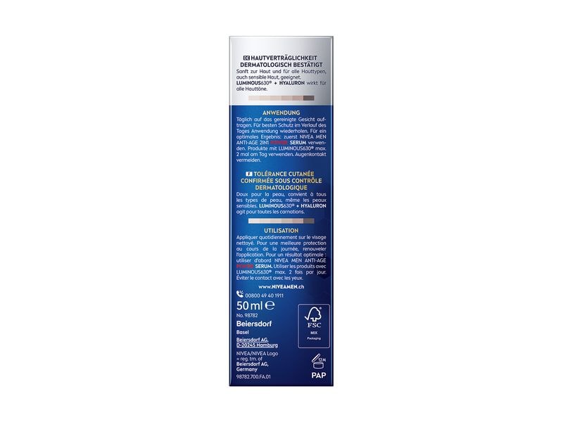 NIVEA MEN Men Crème Anti-Age Power Luminous 50 ml Anti-Age Gesichtspflege mit dem patentierten Anti-Pigment-Wirkstoff
