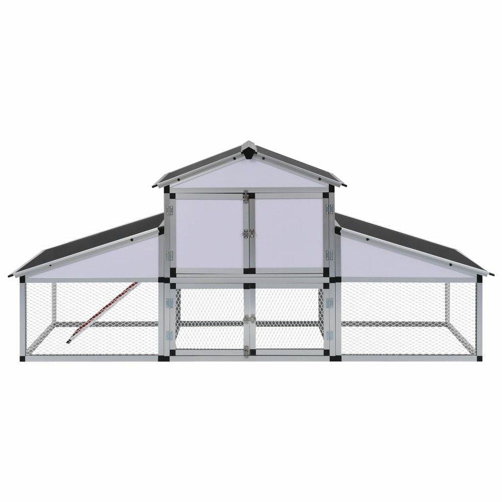 Grande cage à poules poulailler aluminium mdf avec rampes et 1 pondoir 258 cm