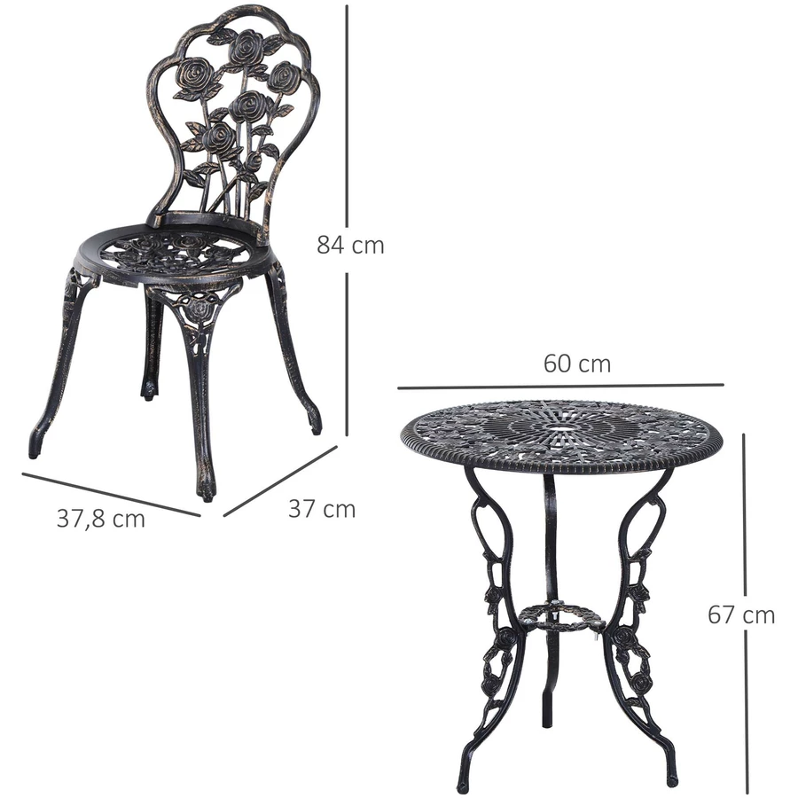 Outsunny Gartenmöbel als 3-teiliges Set schwarz