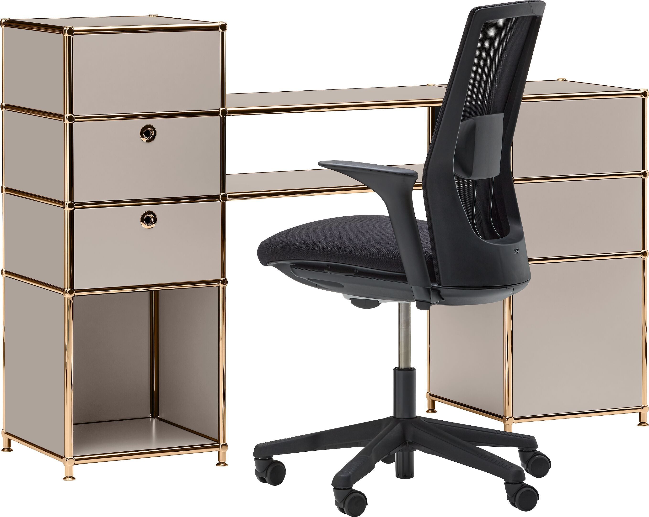 FLEXCUBE Schreibtisch - Taupe / B: 152.0 cm x T: 40.0 cm x H: 100.0 cm