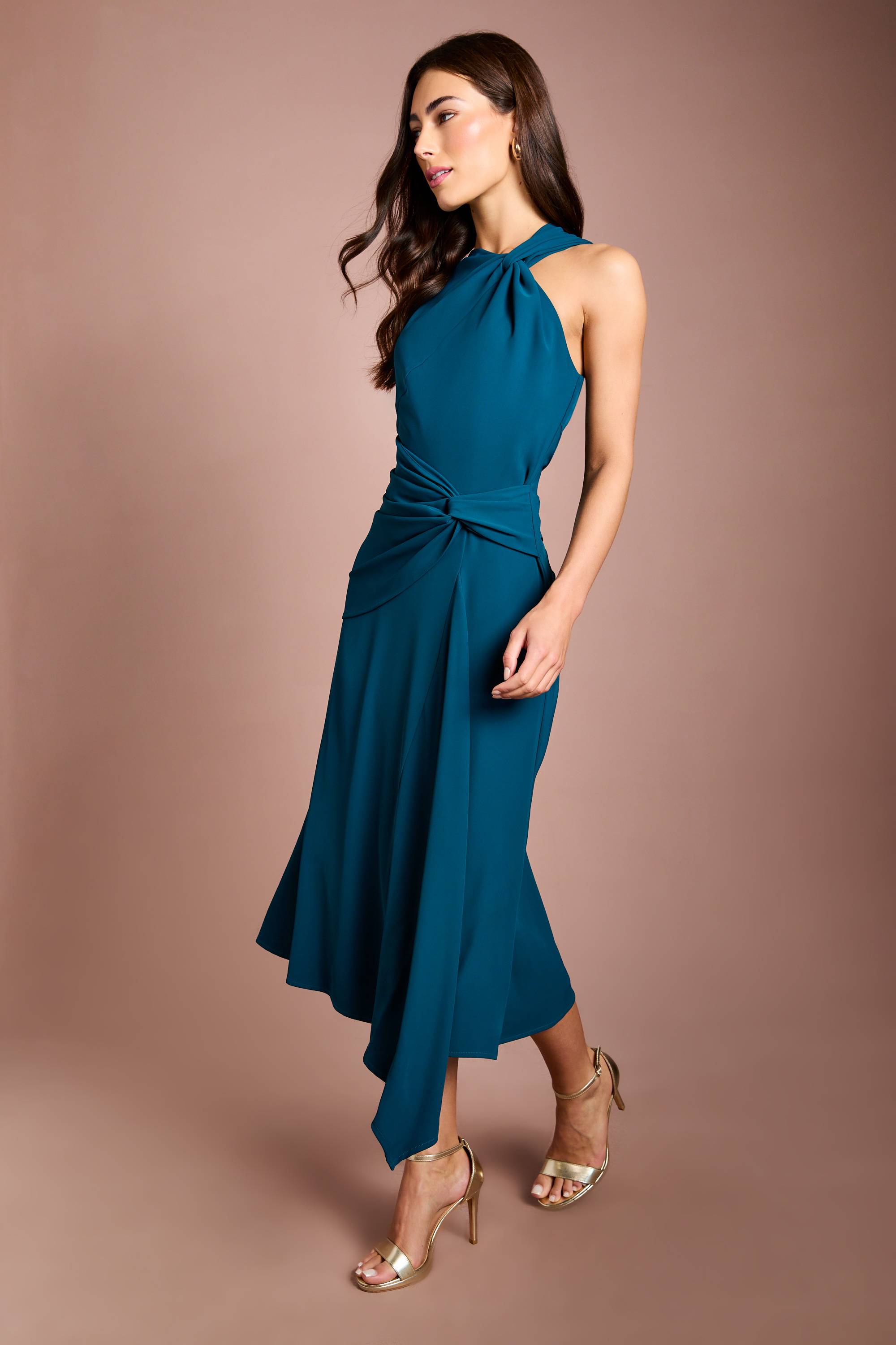 Coast Robe Midi Asymétrique À Une Épaule Avec Drapé À La Taille
