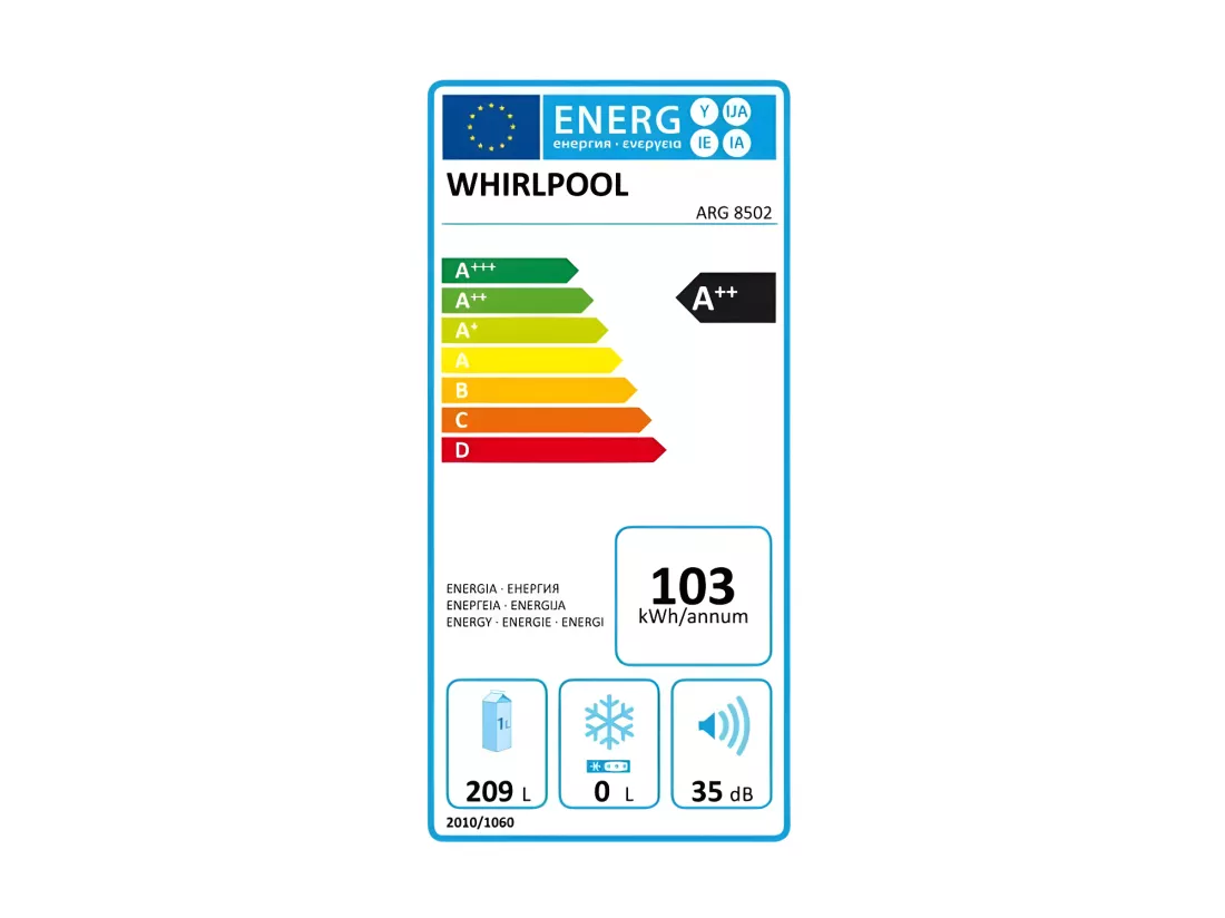 Réfrigérateurs encastrables 209L Froid Brassé WHIRLPOOL 56 cm E, ARG8502