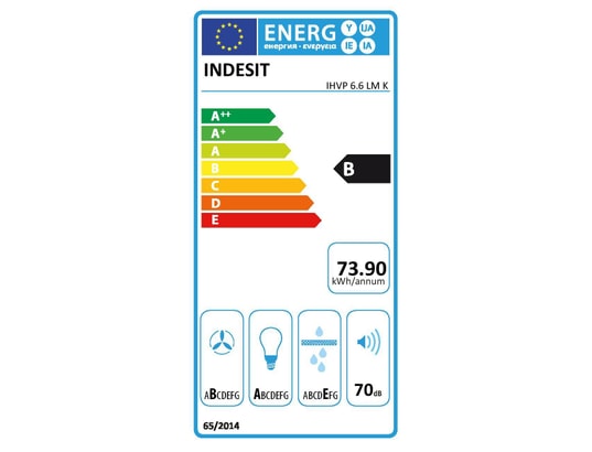 INDESIT - Hotte decorative murale IHVP6.6LMK 3 vitesses, 600m3/h